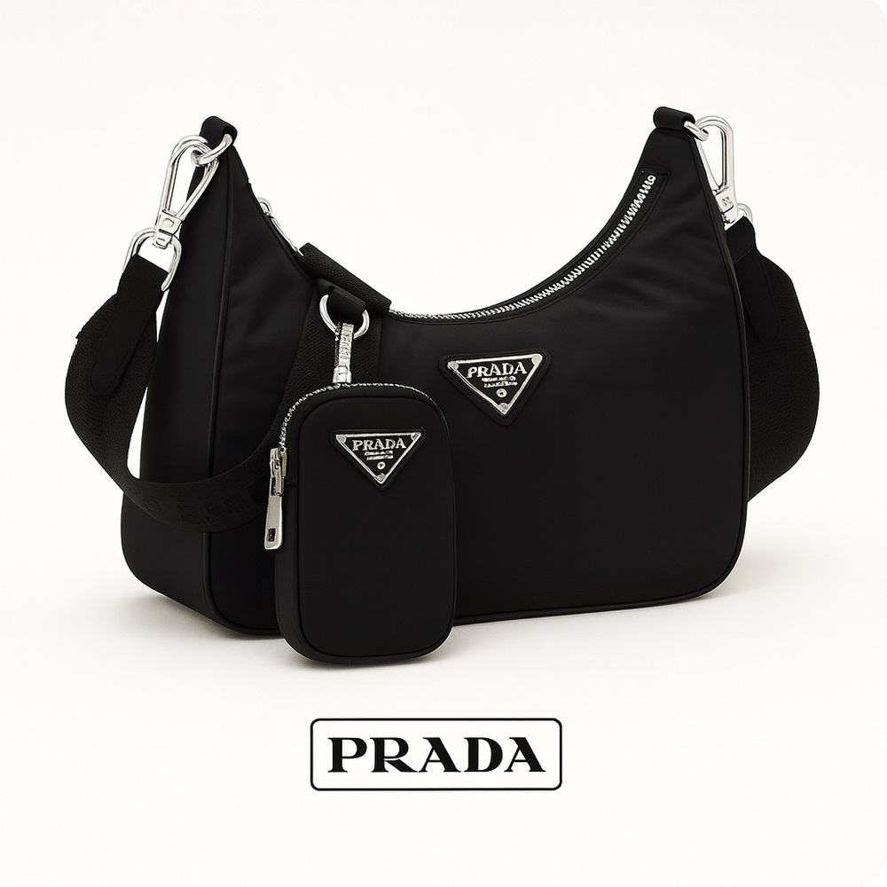 Prada Re-Edition 2005 Nylon Shoulder/Croosbody Bag with Pouch